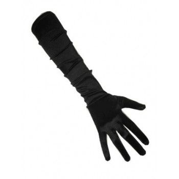 Handschoenen satijn 48 cm zwart