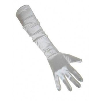 Handschoenen satijn 48 cm wit