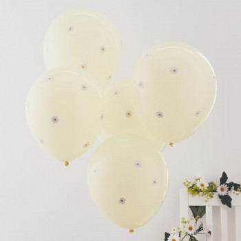 Ballonnen pastle geel madeliefjes