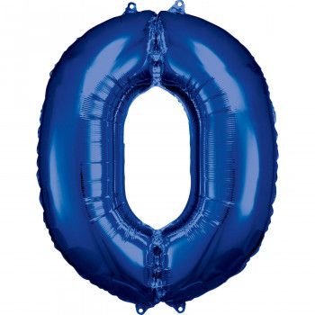 Folieballon blauw cijfer 0