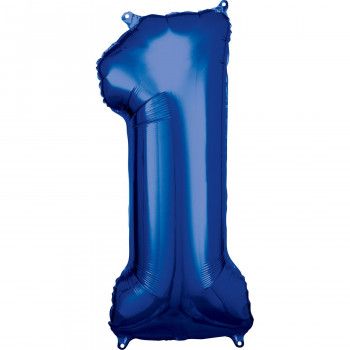 Folieballon blauw cijfer 1