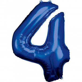 Folieballon blauw cijfer 4
