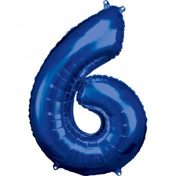 Folieballon blauw cijfer 6
