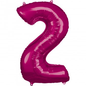 Folieballon roze cijfer 2