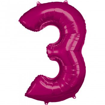 Folieballon roze cijfer 3
