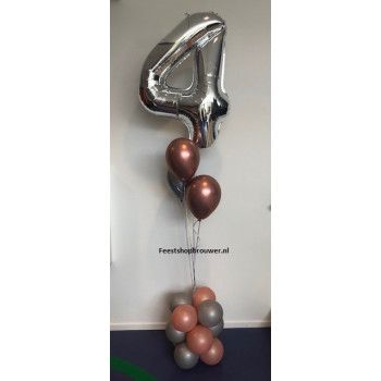 Folieballon cijfer met helium ballonnen