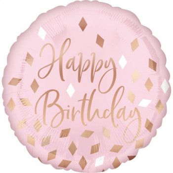 Folieballon lichtroze happy birthday