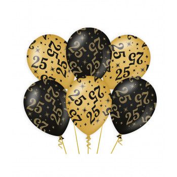 Ballonnen classy goud/zwart 25
